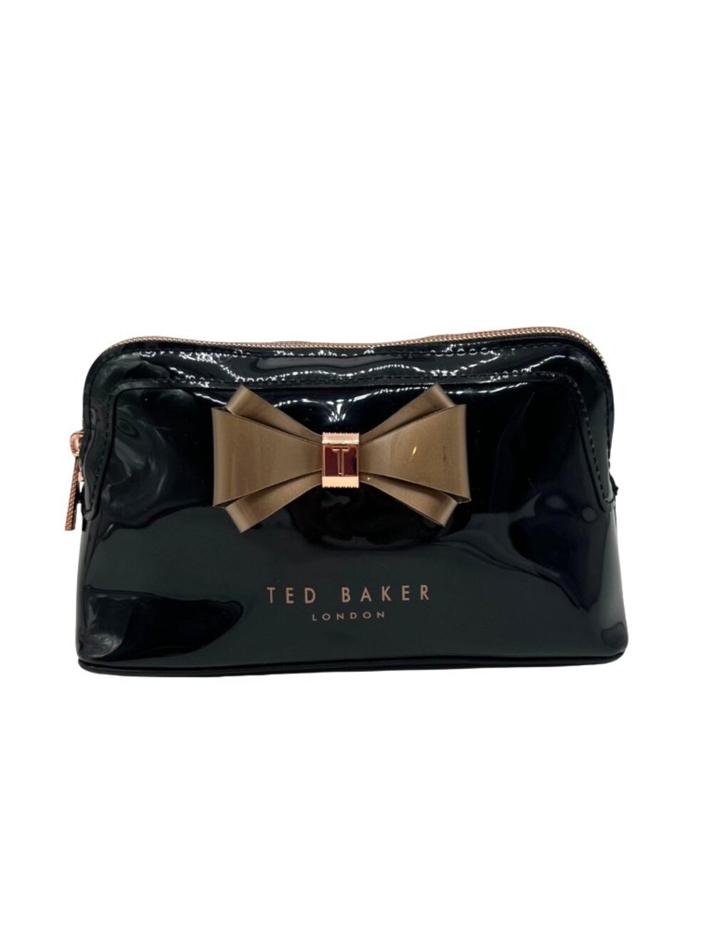Ted Baker Black Patent-Finish Synthetic Cosmetic Bag